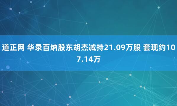 道正网 华录百纳股东胡杰减持21.09万股 套现约107.14万